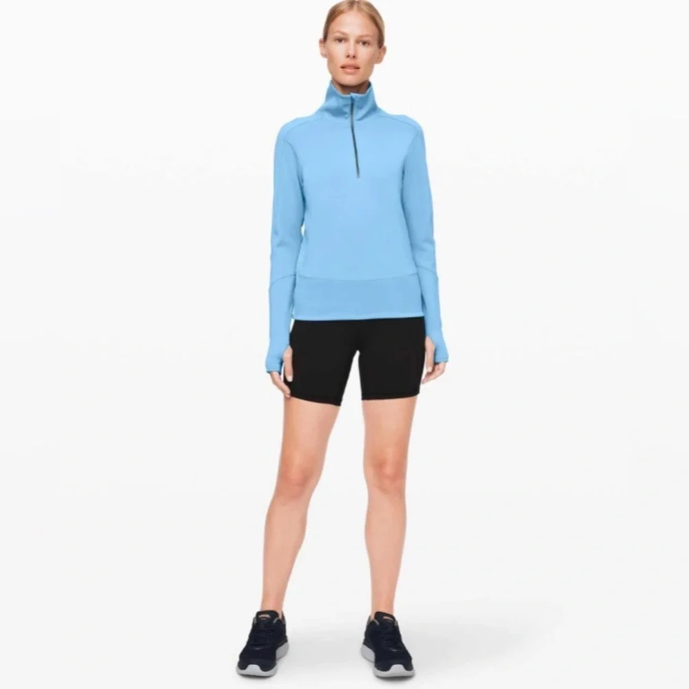 Lululemon sz M Run To Reset 1/2 zip in Aqua smoke great pre owned condition - Picture 12 of 16